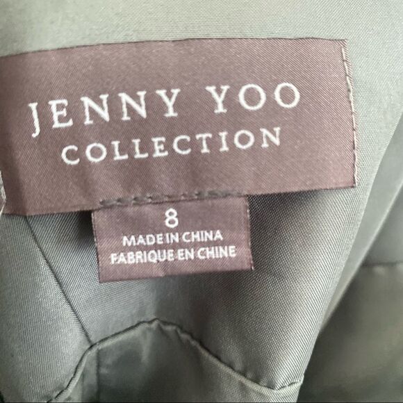 Jenny Yoo Collection Pleated Chiffon Charcoal Gray Tulle Dress Size 8 - Picture 8 of 15